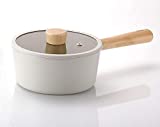 NEOFLAM FIKA Sauce Pan for Stovetops and Induction | Wood Handle and Glass Lid | Made in Korea (7" / 1.7qt)