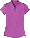 DRI-Equip Ladies Heathered Moisture Wicking Golf Polo-Berry-L