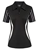 Golf Shirts for Women Short Sleeve Sports Athletic Shirts Moisture Wicking Tennis Tops Workwear Black M