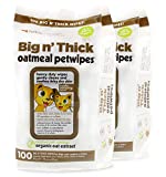 Petkin Pet Wipes – Big 'n Thick Extra Large Oatmeal Pet Wipes – Cleans Face, Ears, Body and Eye Area – Super Convenient, Ideal for Home or Travel- Wipes for Pets