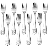 9 Piece Stainless Steel Kids Forks, Toddler Forks, Kids Silverware Children Safe Utensils Set,Small Forks for Baby Self Feeding, Dishwasher Safe