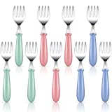 9 Pieces Stainless Steel Toddler Forks, kids forks, for Self Feeding Metal Forks Boys Girls Small Training Forks for childrens Cutlery Forks with Round Handle Safe Flatware