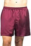 Fishers Finery Men's 100% Pure Mulberry Silk Boxers-Improved Waist (Burgundy, S)