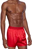 CHUOCHU Men's Silk Boxer Shorts - Pure Mulberry Silk Underwear, Luxury Sleepwear, Pajamas Lounge Shorts, Holiday Valentine Improved Waistband (Red, XL)