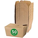 Bloomoon 50 Pack 30 oz Take Out Food Container - Heavy Duty Microwavable Kraft Brown Paper Food To Go Box #1 - Leak Proof Grease Resistant Disposable Recyclable Cardboard Lunch Box for Restaurant Catering Party
