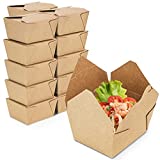 [36 Pack] 30 oz Paper Take Out Containers 5 x 4.2 x 2.5" - Kraft Lunch Meal Food Boxes, Disposable Storage to Go Packaging, Microwave Safe, Leak Grease Resistant for Restaurant and Catering