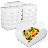 [50 Pack] 54 oz Paper Take Out Containers 8.5 x 6 x 2" - White Lunch Meal Food Boxes #2, Disposable Storage to Go Packaging, Microwave Safe, Leak Grease Resistant for Restaurant and Catering