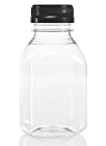 (12) 8 oz. Clear Food Grade Plastic Juice Bottles with Cap (12/Pack) (Black)