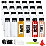 8oz Empty Juice Bottles with Caps, Pack of 24 Reusable PET Plastic Clear Water Bottle Recyclable Drink Bulk Containers with Leak-Proof Lids for Juice Water Milk and Beverages (Round)