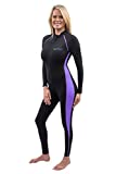 Women Full Body Swimsuit Stinger Suit UV Protection UPF50+ Black Lilac (XXL)