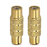 HTTX Premium Female to Female RCA Connector A/V Joiner Video and Audio Coupler Metal Adapter Component Gold Plated (2-Pack)