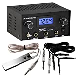Pirate Face Tattoo Dual Digital Tattoo Power Supply with Foot Pedal and 2 Clip Cords, Black Color 5 Count (Pack of 1)