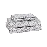 Amazon Basics Lightweight Super Soft Easy Care Microfiber Bed Sheet Set with 14” Deep Pockets - Queen, Gray Cheetah