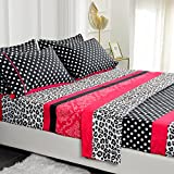 American Home Collection 6 Piece Bed Sheet Set - Double Brushed Microfiber Print Sheet Set - 14" Deep Pocket - Wrinkle, Fade, Stain Resistant - Hypoallergenic (Queen, Multi Cheetah-Dot-Paisley)