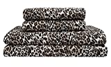 Elite Home Products Microfiber 90 GSM Whimsical Printed Deep-Pocketed Sheet Set, Zara Leopard, Queen