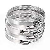 MIAHART 4 inch Hose Clamp Adjustable 304 Stainless Steel Duct Clamps 6 Pack Worm Gear Adjustable 91mm-114mm Pipe Clamp Worm Drive Clamp for Automotive Mechanical Agriculture