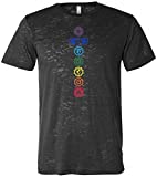 Yoga Clothing For You Mens Colored Chakras Burnout Tee Shirt, Large Black