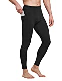 BALEAF Men's Yoga Leggings with Pockets Athletic Sports Running Tights Compression Pants for Workout Dance Cycling Black M
