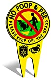 BesLife - Double Sided Sign - No Pooping Dog Signs for Yard - Please Keep Off The Grass Sign - Dont Poop in My Yard Sign with Stake - No Pooping Dog Sign - Dog Signs for Yard