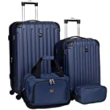 Travelers Club Midtown Hardside 4-Piece Luggage Travel Set, Navy Blue