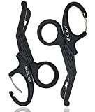 MEUUT 2 Pack Medical Scissors with Carabiner-7.5" Bandage Shears, Premium Quality Fluoride-Coated with Non-Stick Blades Stainless Steel EMT Scissors