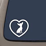 NI2122 Pack Heart dog puppy Sticker Car Window Vinyl Decal (Chihuahua) | White Vinyl Decal | 4"