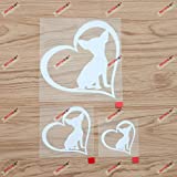 Chihuahua Heart Shape Love Dog Puppy Decal Vinyl Sticker - 3 Pack White, 2 Inches, 3 Inches, 5 Inches - Die Cut No Background for Car Boat Laptop Cup