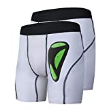 UNSHDUN Boys Briefs Youth Compression Shorts Underwear - with Soft Protective Cup for Baseball Volleyball Football Lacrosse 2-Pack(White+White, M)