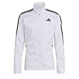 adidas Men's Standard Marathon Jacket 3-Stripes, White/Black, Medium