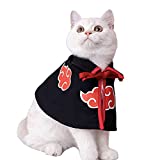Cat Cloak Anime Ninja CostumeHalloween Pet Clothes,Pet Cloak Cosplay Party for Small Dogs Cats Clothing (Black, Medium)