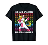 100 Days Of School Girls Shirt, Dabbing Unicorn Kids Teacher T-Shirt