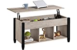 Yaheetech Lift Top Coffee Table with Hidden Compartment & Shelf, Lift Center Dining Table for Living Room Reception, Grey, 41 inch L