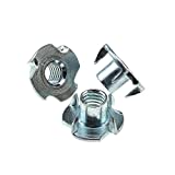 Odinest M8 X 10mm T Nut 4 Prong Tee Blind Nuts Threaded Insert Clean Threads No Rust Carbon Steel Zinc Plated for Wood Rock Climbing Wall Holds Plywood Furniture Particle Board CNC Router 30 Pack