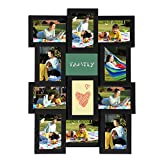 SONGMICS Collage Picture Frames for 12 Photos in 4 x 6 Inches, Assembly Required, Collage Multiple Photos, Glass Front, Wooden Grain, Black URPF26BK