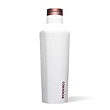 Corkcicle Canteen - Water Bottle & Thermos - Triple Insulated Stainless Steel, 16 oz, White Rose