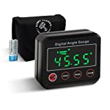 Digital Angle Finder - Compact LED Digital Angle Gauge & Level Tool With Audible Alert Tones - Measures 0 - 90 & 0 - 360 Degree Ranges - Essential Woodworking, Electrical, Plumbing & Carpenter Tools