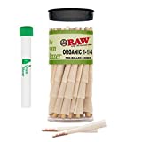 RAW Cones Organic 1 ¼ Size: 50 Pack – Pre Rolled Rolling Papers with Tips – Rawthentic All Natural Slow Burning, Vegan – Includes Green Blazer Tube…