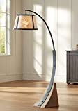 Oak River Rustic Farmhouse Mission Style Arched Floor Lamp 66.5" Tall Dark Gray Black Wood Standing Base Mica Drum Shade for Living Room Reading House Bedroom Home Office - Franklin Iron Works