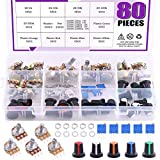 Swpeet 105Pcs 1K-500K Ohm Potentiometer Assortment Kit with 1Kohm -100Kohm Multiturn Trimmer, Knurled Shaft 3 Terminals Single Linear HighPrecision Variable Resistor with Nuts and Washers