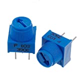 BOJACK 10K Ohm Breadboard Trim Potentiometer with Knob for Arduino P103 3 Terminal pin Blue Variable Resistors (Pack of 10 Pcs)