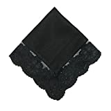CTM® Women's Cotton Black Fairy Lace Handkerchief, Black
