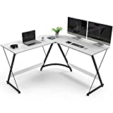 Yesker L Shaped Computer Desk Home Office Corner Gaming Desk, 51 Inch L-Shape Space-Saving Desk, Modern L Shaped Desk for Workstation Studying Writing, Easy to Assemble （White