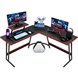 Homall L Shaped Gaming Desk 51 Inch Computer Corner Desk Pc Gaming Desk Table with Large Monitor Riser Stand for Home Office Sturdy Writing Workstation (Black)