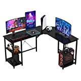 FukiFuki L-Shaped Gaming Desk, 59.1" Corner Computer Office Desk,Office Writing Workstation,with Adjustable Shelves, Space-Saving, Easy to Assemble (Black)