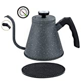 KOTEFFR Tea Kettle for Induction and all Stovetops - 40oz/1.2L with Precise Gooseneck Spout and Built-In Thermometer Premium Food Grade Stainless Steel Teapot Stovetop Pour Over Kettle.…