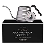 Motte Essentials - Gooseneck Kettle - Stainless Steel Tea Kettle with Thermometer - Suitable Pour Over Coffee Kettle and for Induction Stovetop - 40oz/ 1.2l