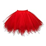 Topdress Women's 1950s Vintage Tutu Petticoat Ballet Bubble Skirt (26 Colors) Red XXL