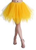 Adult Women 80's Plus Size Tutu Skirt Layered Tulle Petticoat Halloween Tutu Yellow Gold