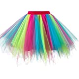 Girstunm Women's 1950s Vintage Petticoats Bubble Tutu Dance Half Slip Skirt Rainbow-XXL/XXXL