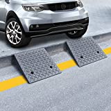 Lucosobie Driveway Curb Ramps 6” 2PCS, Portable Heavy Duty Rubber Shed & Threshold Ramps for Sidewalk Lawn Mower Cars Wheelchairs Pet Mobility